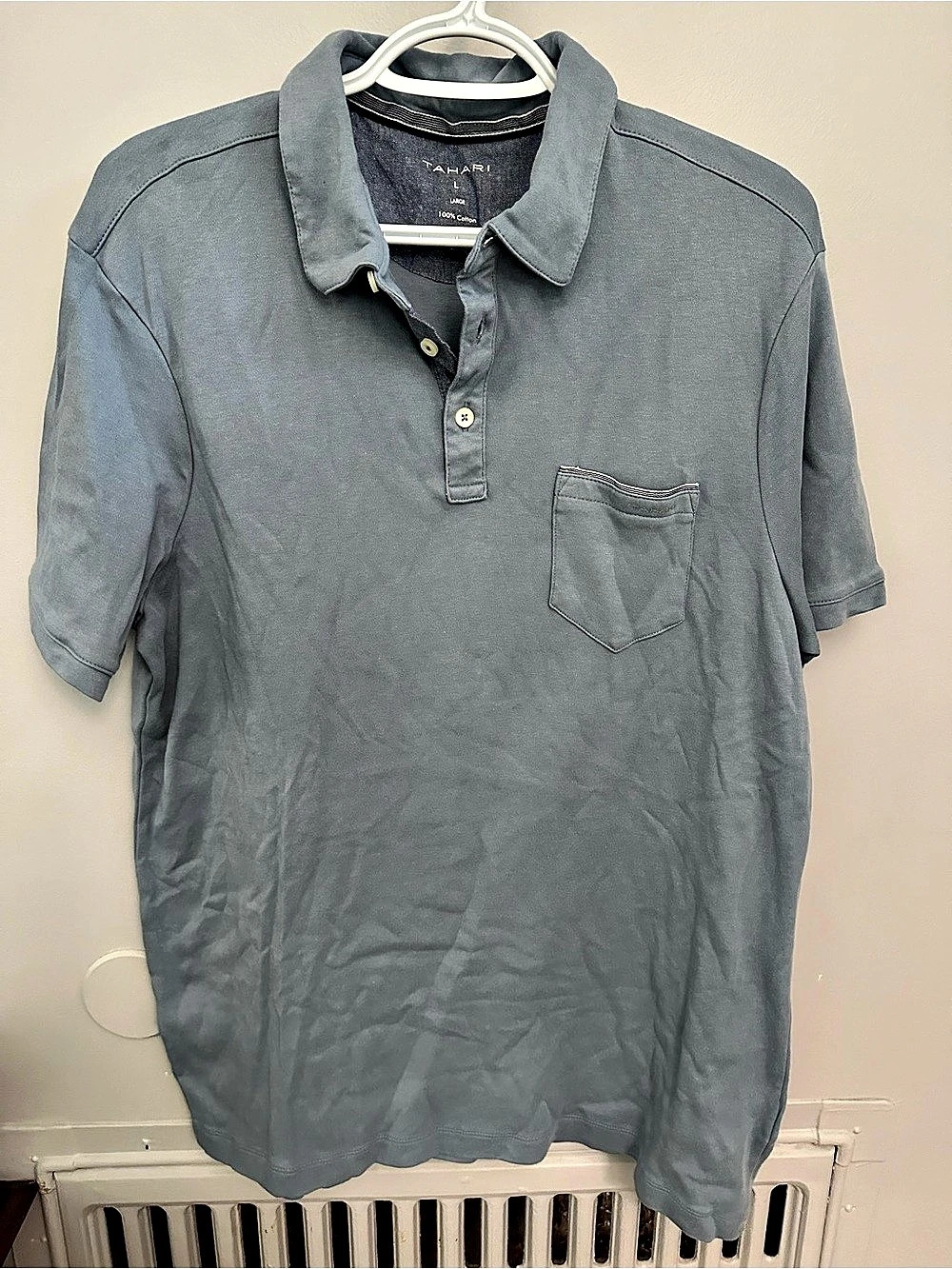 Tahari Men's Cotton Polo Gray Size Large 100% Cotton